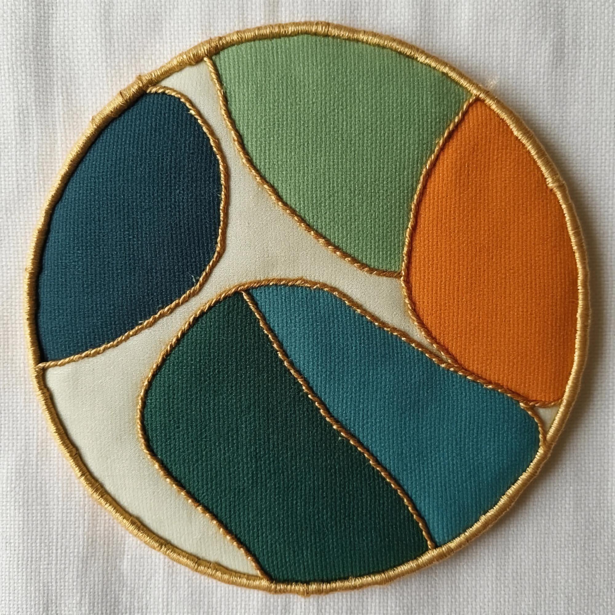finished embroidered patch with geometric motif
