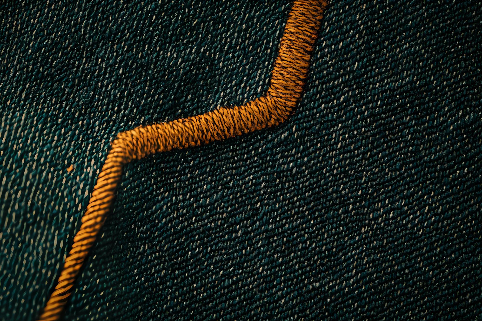 close-up modern embroidery on dark fabric